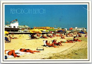 Rehoboth Beach Delaware Sunbathing Swimming Beach Ocean Hotels Motels Postcard