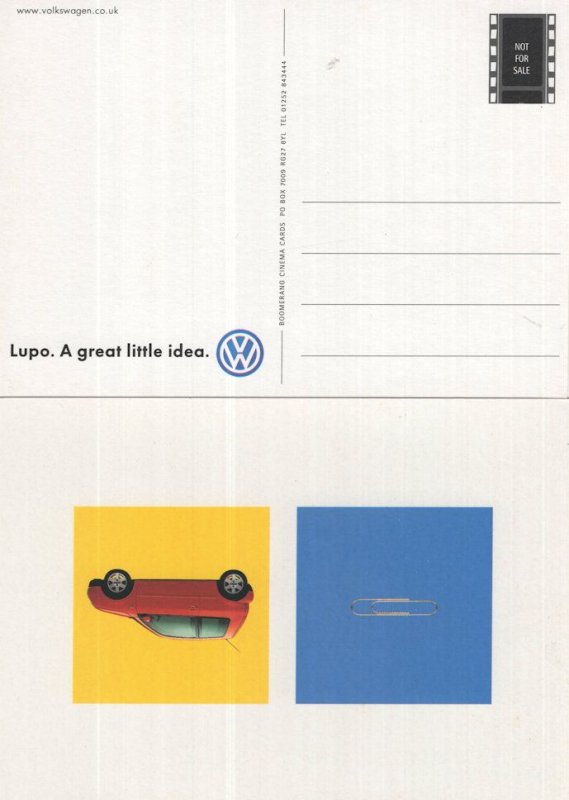 Volkswagen Lupo Car 2x Mint Advertising Postcard s