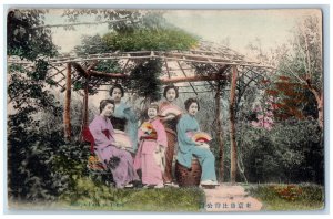 Tokyo Japan Postcard Hibiya Park at Tokyo Japanese Female with Fan 1910