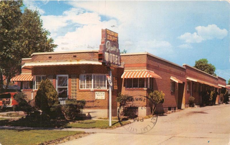 SALT LAKE CITY UTAH~RUTH MOTEL-122 N 2nd WEST POSTCARD c1965