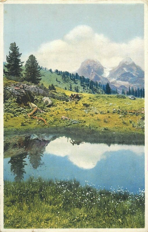 Photochromie postcard alpine scenery Switzerland