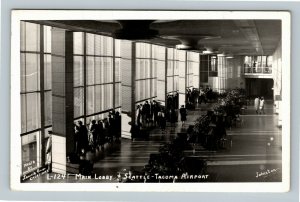 Seattle WA, Seattle Tacoma Airport, Main Lobby, RPPC Washington c1954 Postcard 