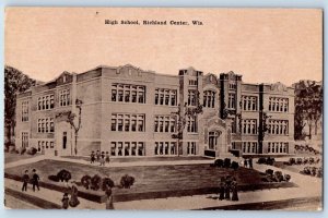 Richland Center Wisconsin Postcard High School Aerial View Building 1911 Antique