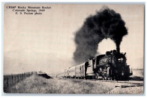 1961 Rocky Mountain Rocket CRI & P Smokestacks Colorado Springs CO Postcard