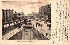 View Overlooking The Bowery, Peter Cooper Monument NY c1905 Vintage Postcard R58