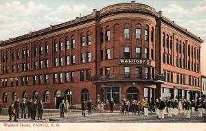 Fargo North Dakota Waldorf Hotel Street View Antique Postcard K27459