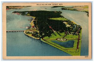 1950 Belle Isle Air View Exterior Detroit Michigan MI Vintage Antique Postcard