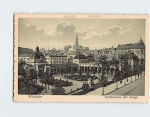 Postcard Kochbrunnen mit Anglage, Wiesbaden, Germany