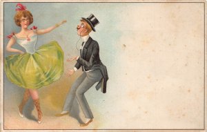 Love Romance Gentleman Flirting with Ballerina Dancer postcard B916