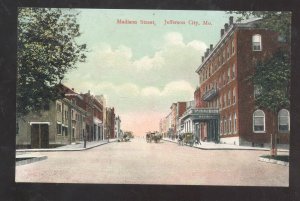 JEFFERSON CITY MISSOURI DOWNTOWN MADISON STREET SCENE VINTAGE POSTCARD