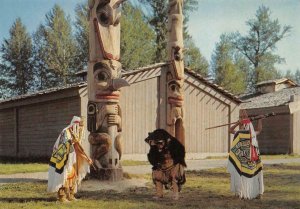 Hazelton, BC NAX NOK Totem Poles 'Ksan Chiefs c1960s Chrome Vintage Postcard