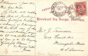 norway norge, AULESTAD, Author Bjørnstjerne Bjørnson (1907) Stamp