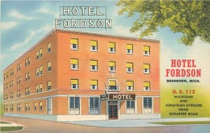 Postcard 1940s Michigan Dearborn Hotel Fordson occupation roadside 23-13543