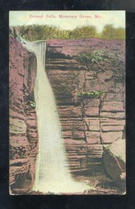 MOUNTAIN GROVE MISSOURI CRYSTAL FALLS WATERFALL VINTAGE POSTCARD MO.