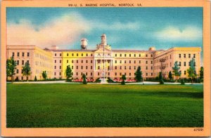 Vtg Norfolk Virginia VA U.S. Marine Hospital 1930s Old Linen View Postcard