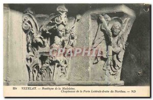 Old Postcard Vezelay Basilica Madeleine Capitals of Lateral right Gate Narthex