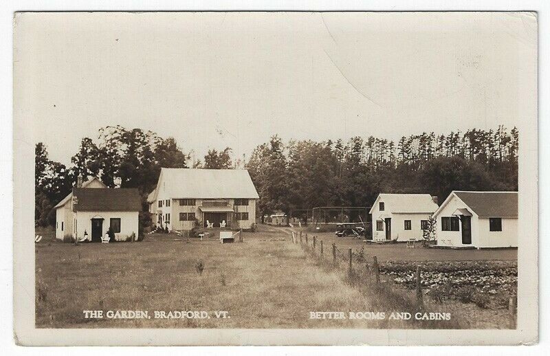 RPPC, Bradford, Vermont, Early View of The Garden, Rooms and Cabins