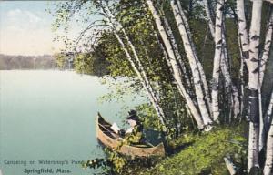 Massachusetts Springfield Canoeing On Watershop's Pond 1911