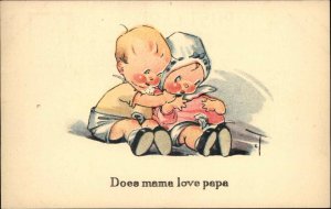 Twelvetrees Brother and Sister Does Mama Love Papa? Vintage Postcard