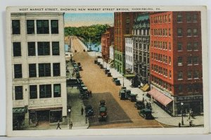 Harrisburg Pa West Market St Showing New Market Street Bridge Postcard P18