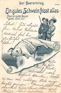 BOER WAR SOUTH AFRICA MILITARY ENGLAND MAP PIG POSTCARD 1899
