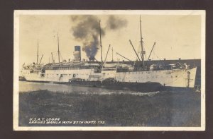 RPPC U.S. NAVY SHIP USAT LOGAN MILITARY SHIP VINTAGE REAL PHOTO POSTCARD