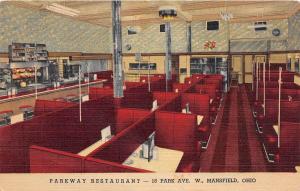 Ohio Postcard MANSFIELD Richland Linen Roadside PARKWAY RESTAURANT Interior