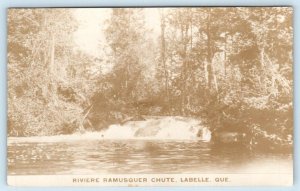 RPPC LABELLE, Quebec Canada ~ RIVIERE RAMUSQUER CHUTE c1930s-40s Postcard