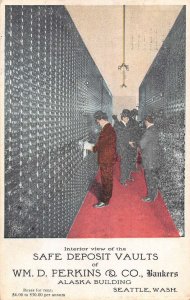 Seattle Washington Alaska Building Perkins Safe Deposit Vault Postcard AA26728