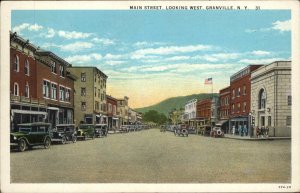 Granville New York NY Main Street Scene Vintage Postcard