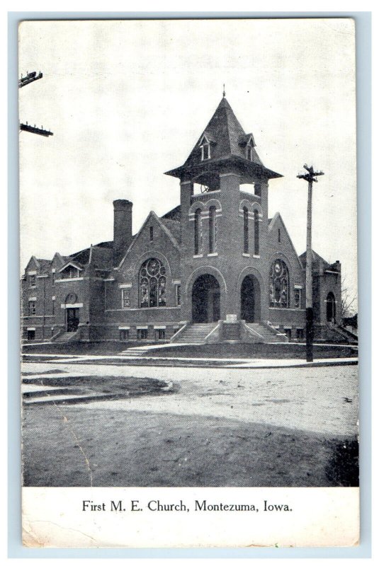 1912 First ME Church, Montezuma Iowa IA Posted Antique Postcard 