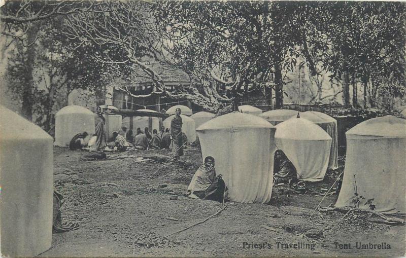 Priests travelling Africa umbrella tents tent 