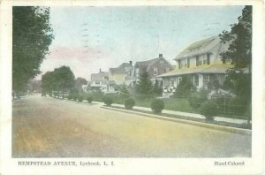 Lynbrook, Long Island, NY Hempstead Avenue Houses, Hand Colored 1942 Postcard