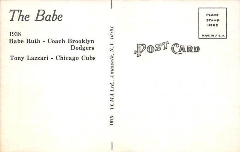 Babe Ruth and Tony Lazzari Baseball Players View Postcard Backing 