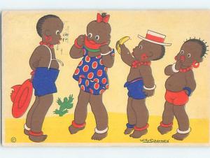 Linen black americana postcard ho4093