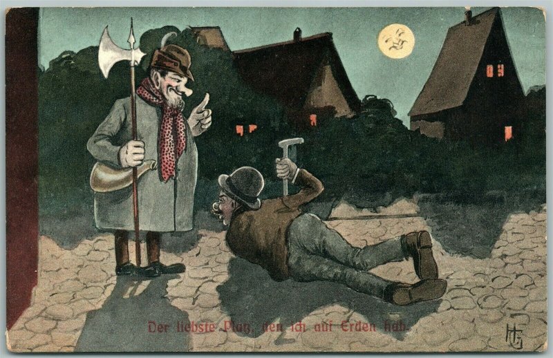 DRUNK GUY ANTIQUE COMIC POSTCARD