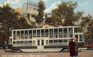 Double Deck Streetcar New York City 1910s postcard