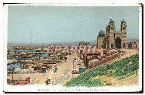 Postcard Old Marseille Quai de la Joliette and the Cathedral