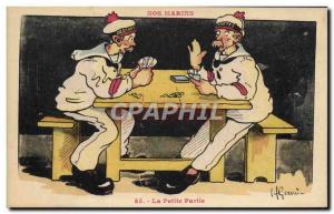 Old Postcard Boat War Sailors Illustrator Gervese The small portion Cards