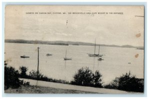 1938 Sunrise On Oakum Bay Castine Maine ME, The Brooksvills Cape Rozier Postcard 