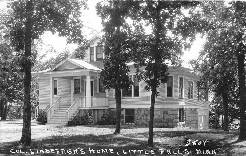 G52/ Little Falls Minnesota RPPC Postcard c30s Col. Lindbergh's Home