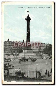 Old Postcard Paris Bastille and the July Column