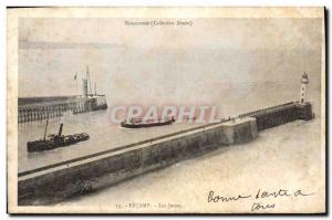 Postcard Old Lighthouse Fecamp The boat piers