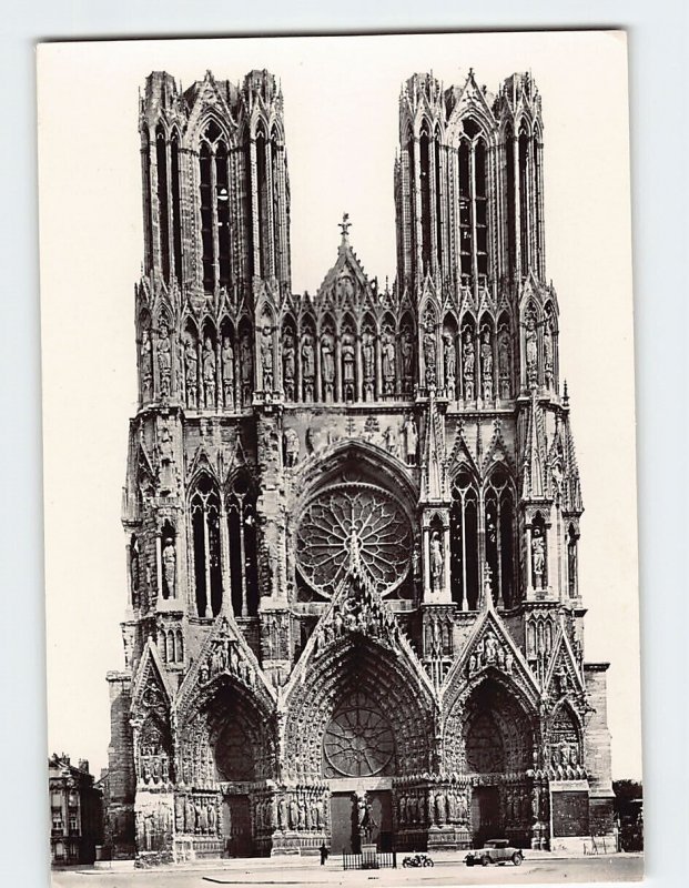 Postcard Façade Occidentale La Cathédrale Notre Dame Reims France