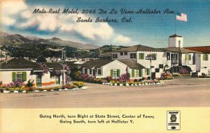 Linen Roadside Postcard; Moto-Rest Motel, Santa Barbara CA Hwy 101 unposted
