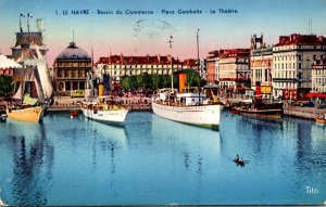 Ships Steamers In Harbor Bassin du Commerce Le Havre France