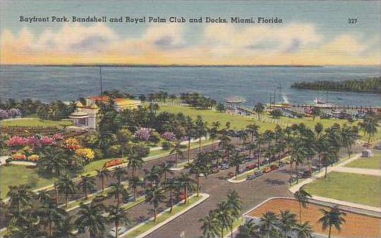 Florida Miami Bayfront Park Bandshell and Royal Palm Club And Docks