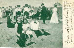 Postcard Antique View of Bathers at Fourth Avenue Beach in Asbury Park, NJ.  aa6