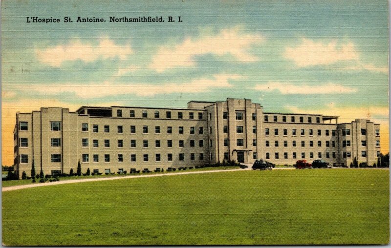 Vtg North Smithfield Rhode Island RI L'Hospice St Antoine 1930s Linen Postcard