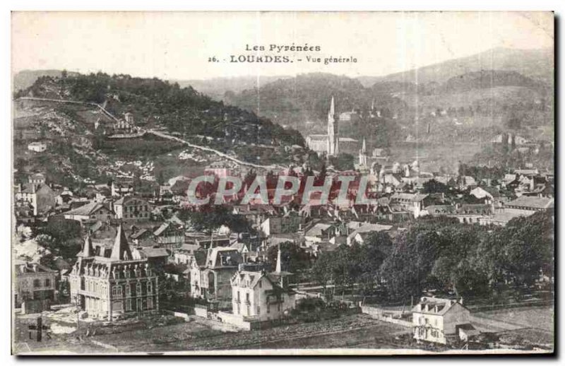 Old Postcard The Pyrenees Lourdes General view